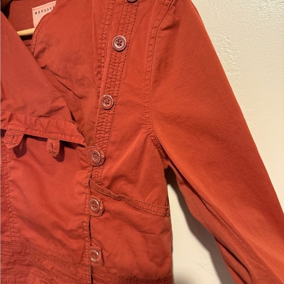 Anthropologie Marrakech Rust Orange Moto Jacket Blazer Cotton Button Up XS - Picture 14 of 14